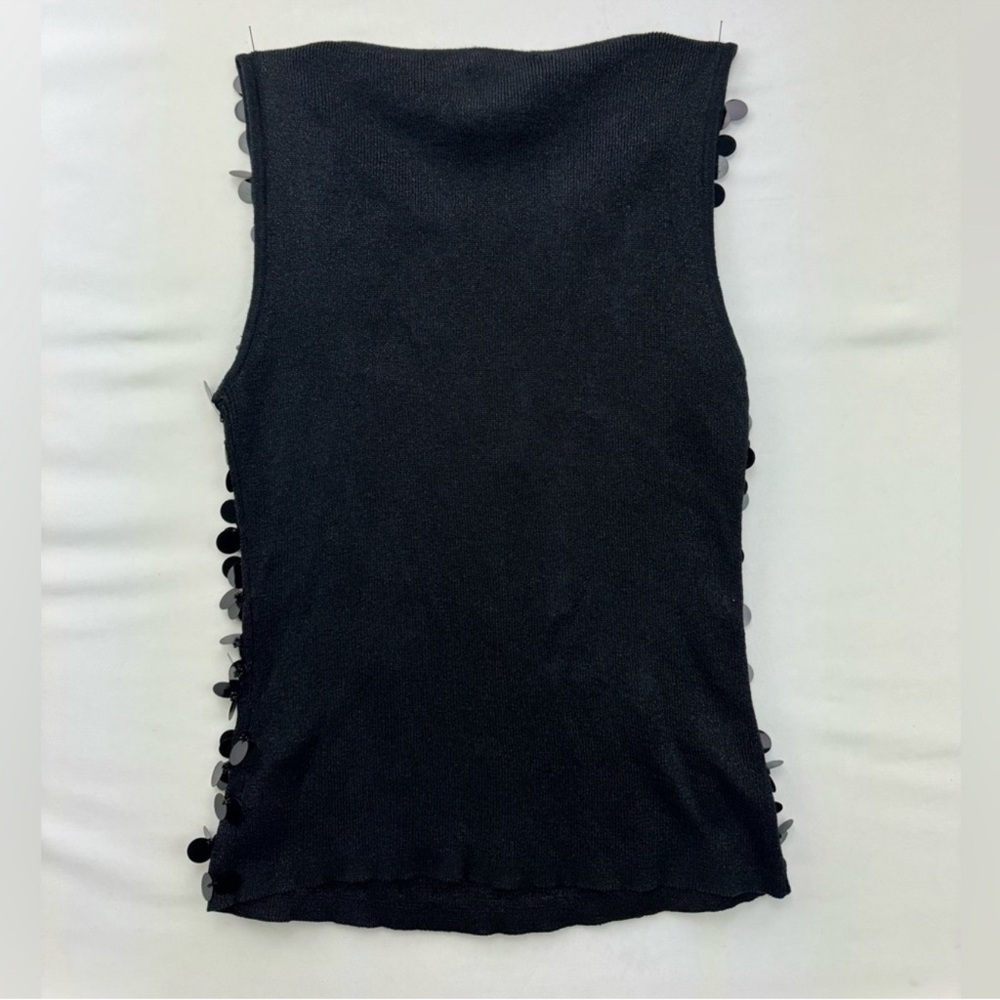 VTG Y2K Joseph A Silk Blend Jumbo Sequin Embellished Fitted Tank Top small - Picture 6 of 13